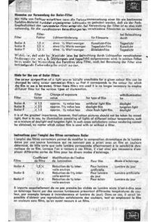 Zeiss Ikon Lenses - misc manual. Camera Instructions.